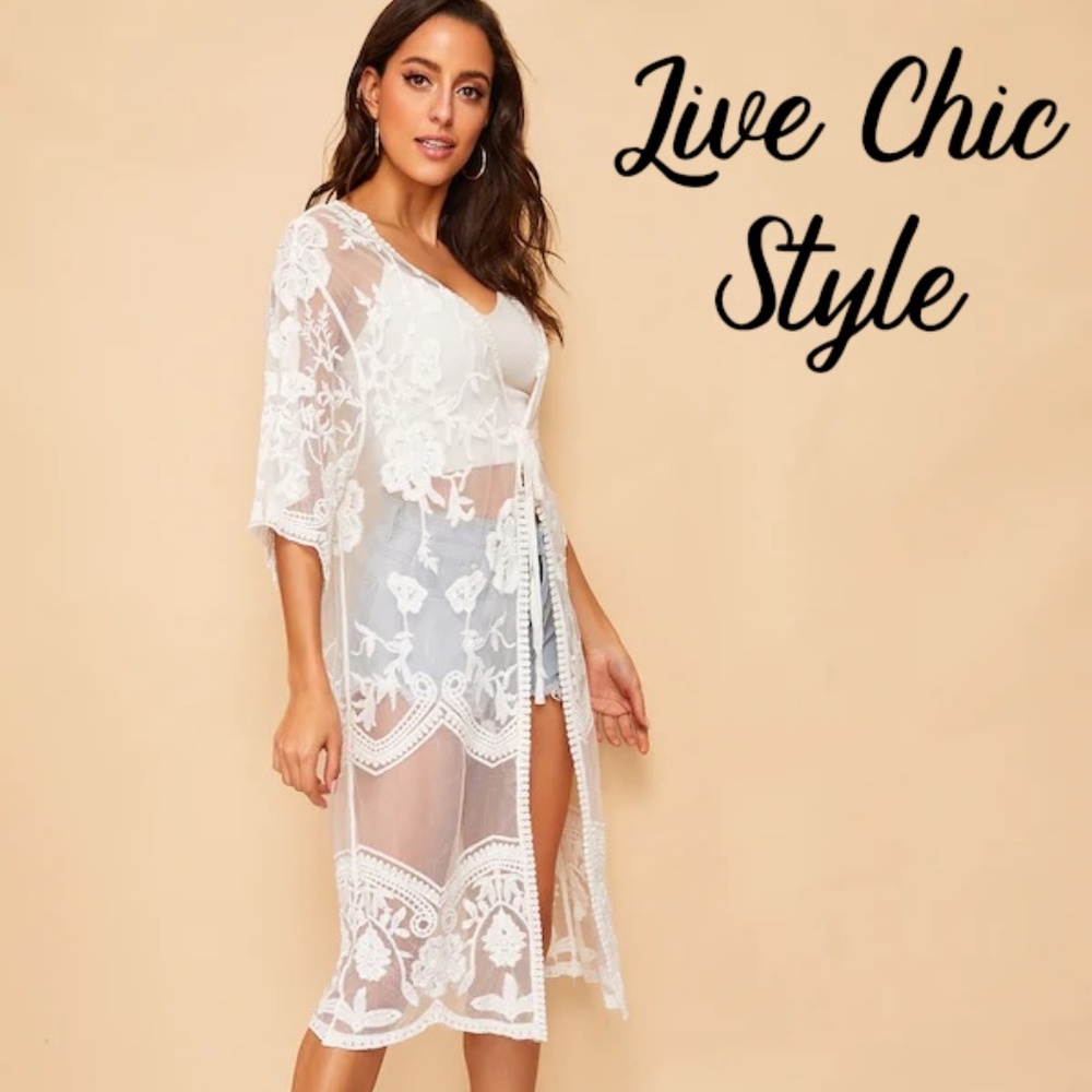 Gorgeous Lace Floral Embroidered Kimono